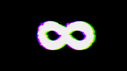 From the Glitch effect arises infinity symbol. Then the TV turns off. Alpha Stock Footage 103704926