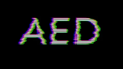 From the Glitch effect arises ISO code currency AED. Then the TV turns off. Stock Footage 107155939