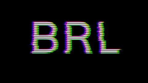 From the Glitch effect arises ISO code currency BRL. Then the TV turns off. Video stock 107156319