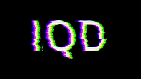 From the Glitch effect arises ISO code currency IQD. Then the TV turns off. Video stock 107222049
