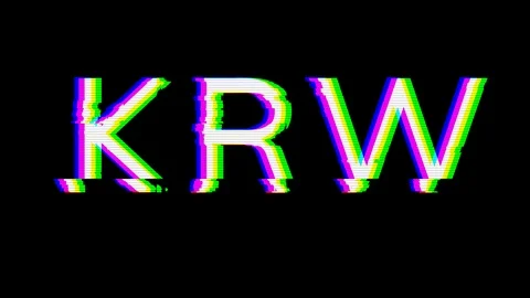 From the Glitch effect arises ISO code currency KRW. Then the TV turns off. Video stock 107222352