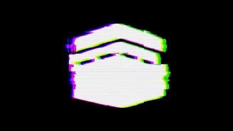 From the Glitch effect arises kaaba symbol. Then the TV turns off. Alpha channel Stock Footage 103705855