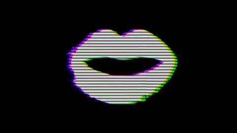 From the Glitch effect arises lips symbol. Then the TV turns off. Alpha channel Stock-Footage 132382959