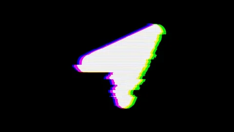 From the Glitch effect arises location arrow symbol. Then the TV turns off. Stock Footage 103750551