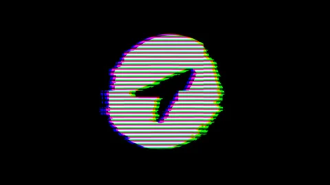 From the Glitch effect arises location circle symbol. Then the TV turns off. Stock Footage 132394186