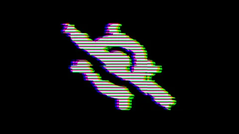 From the Glitch effect arises location slash symbol. Then the TV turns off. Stock Footage 132383058