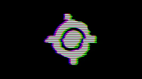 From the Glitch effect arises location symbol. Then the TV turns off. Alpha Stock Footage 132382992