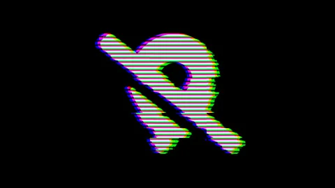 From the Glitch effect arises map marker slash symbol. Then the TV turns off. Stock Footage 132394258