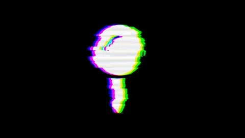 From the Glitch effect arises map pin symbol. Then the TV turns off. Alpha Stock Footage 103751114