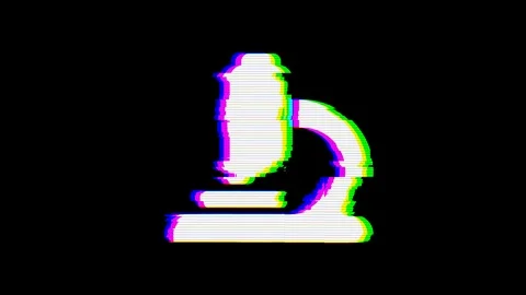 From the Glitch effect arises microscope symbol. Then the TV turns off. Alpha Stock Footage 103808711