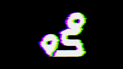From the Glitch effect arises route symbol. Then the TV turns off. Alpha channel Stock Footage 103856889