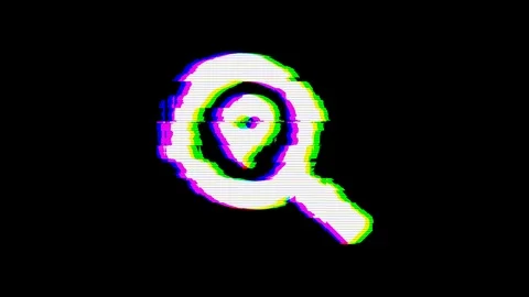 From the Glitch effect arises search location symbol. Then the TV turns off. Stock Footage 103857394