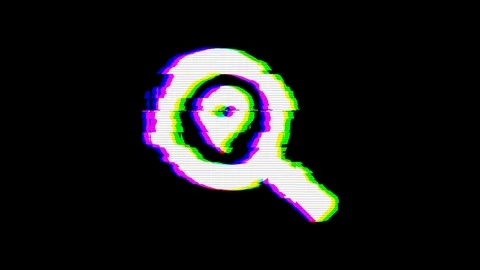 From the Glitch effect arises search location symbol. Then the TV turns off. Stock Footage 103858024