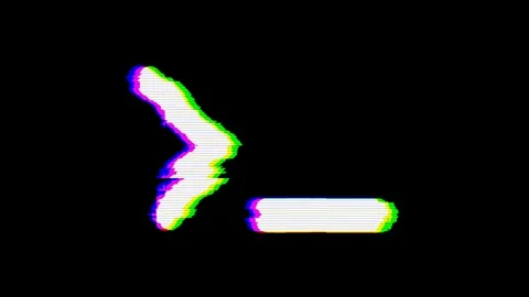 From the Glitch effect arises terminal symbol. Then the TV turns off. Alpha Stock Footage 103966745