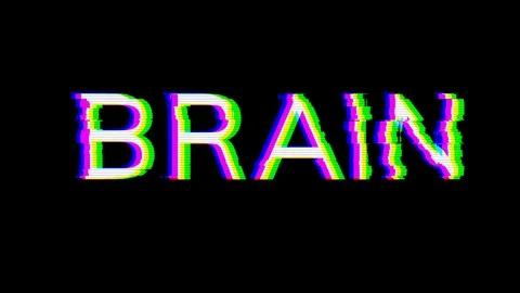 From the Glitch effect arises text BRAIN. Then the TV turns off. Alpha channel Stock Footage 104088493