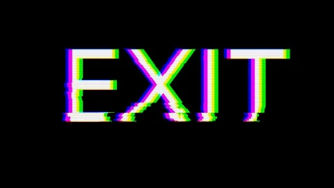 From the Glitch effect arises text EXIT.... | Stock Video | Pond5