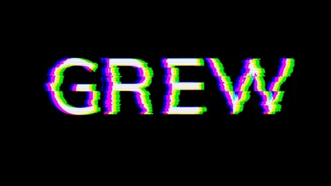 From the Glitch effect arises text GREW.... | Stock Video | Pond5