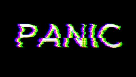 From the Glitch effect arises text PANIC... | Stock Video | Pond5