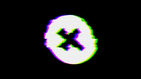 From the Glitch effect arises times circle symbol. Then the TV turns off. Alpha Stock Footage 103966686
