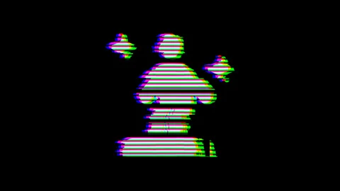 From the Glitch effect arises transporter symbol. Then the TV turns off. Alpha Stock Footage 132706109