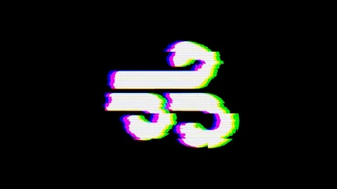 From the Glitch effect arises wind symbol. Then the TV turns off. Alpha channel Vídeo Stock 104016321