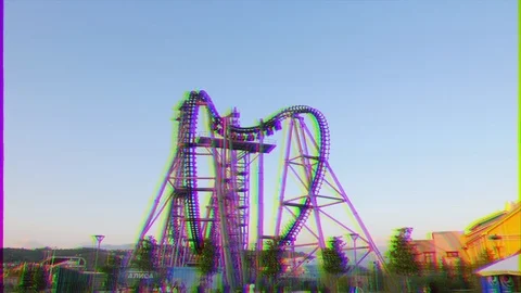 Glitch effect. The attraction at an amusement park. Sochi-Park  Adler, Russia Stockbeeldmateriaal 107080342