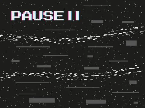 Glitch effect background. VHS pause. Videotape rewind. Video screen. 8bit pixel Stock Illustration
