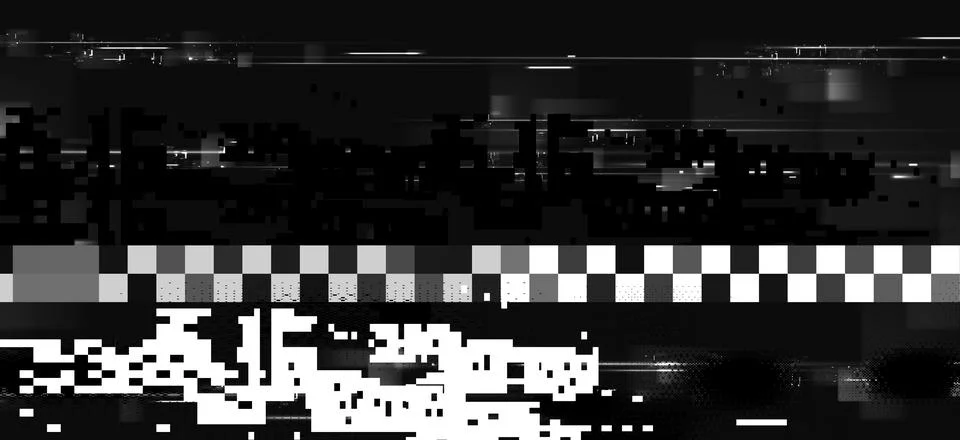 Glitch effect black bg with digital pixel noise 库存插图