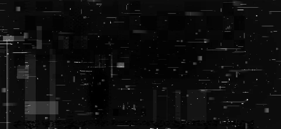 Glitch effect black bg with digital pixel noise 库存插图