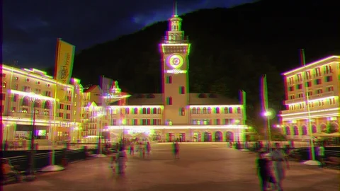 Glitch effect. Bridge. Rosa Khutor. Sochi, Russia Stock Footage 107132271