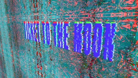 Glitch with the effect of bright colors and the inscription Ticket to the moon. Stock Footage 118130207