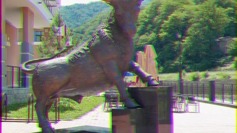 Glitch effect. Bull Interros. Rosa Khutor, Sochi, Russia Video stock 106819589
