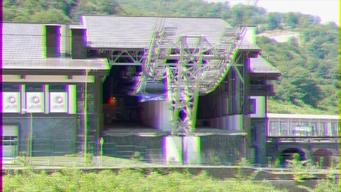 Glitch effect. Cableway Gazprom. Alpika Service, Sochi, Russia Stock Footage 106819905