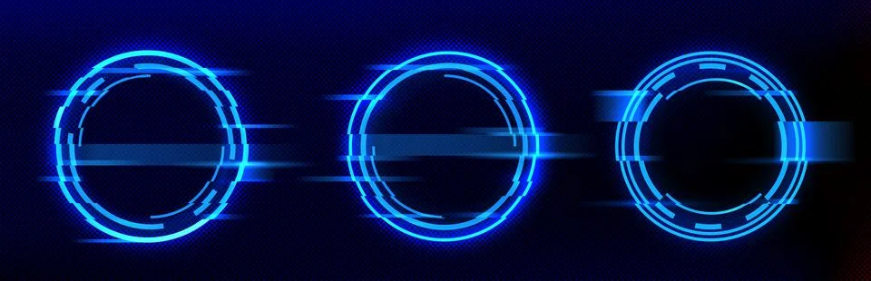 Glitch effect circle frame, neon digital pixels Stock Illustration