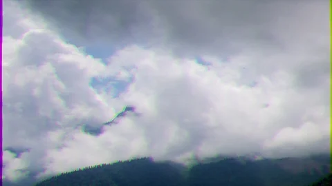 Glitch effect. Clouds in the mountains. Time Lapse. Sochi, Russia Stockbeeldmateriaal 107192359
