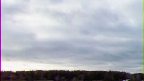 Glitch effect. Clouds quickly rush on the sky. Time Lapse Stock Footage 104547560