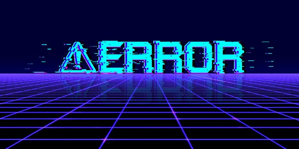 Glitch effect Computer Danger Symbols Cyberpunk Concept 80's Neon Tone Color 스톡 일러스트