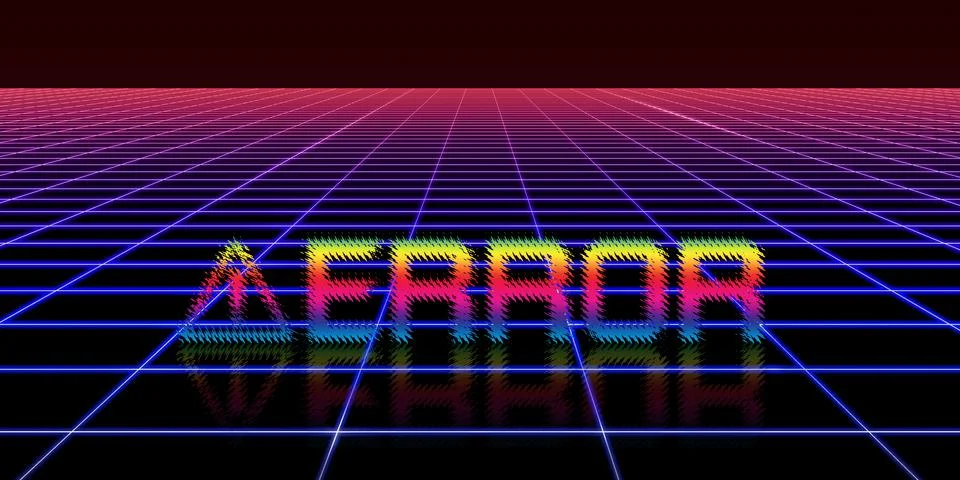 Glitch effect Computer Danger Symbols Cyberpunk Concept 80's Neon Tone Color Stockillustratie