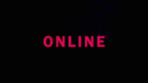 Glitch effect digital text ONLINE appearing with red and white distortion o.. Stock Footage 343475533