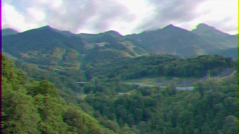 Glitch effect. Forest stream in the mountains. Russia, Sochi 動画素材 106821560
