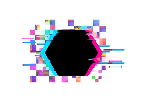 Glitch effect frame. Distortion. Digital chaos. Pixels. Stock Illustration