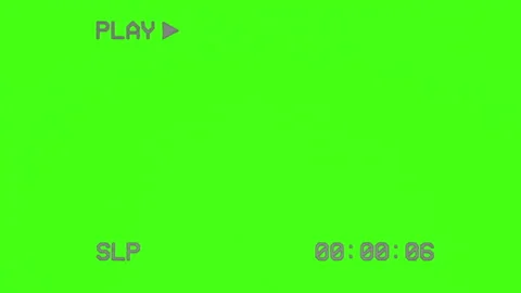 Glitch effect. Green TV screen with PLAY text and timecode. Retro 80s, 90s Stock Footage 262965040