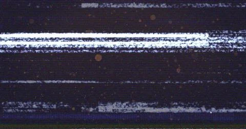 Glitch effect image with static noise and horizontal lines over dark background Stock Photos