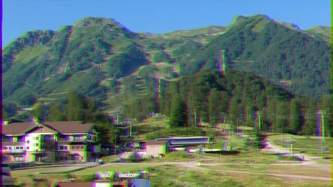 Glitch effect. Lift Rosa Khutor Plateau. Russia, Sochi Video stock 106753399