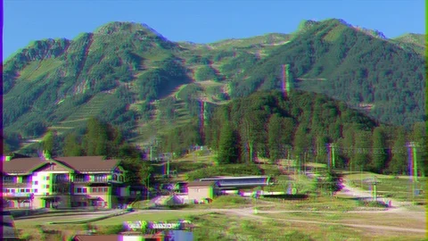 Glitch effect. Lift Rosa Khutor Plateau. Russia, Sochi 스톡 동영상 106753658