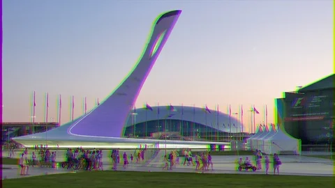 Glitch effect. The main Olympic torch, Sochi, Russia Stock Footage 107080512