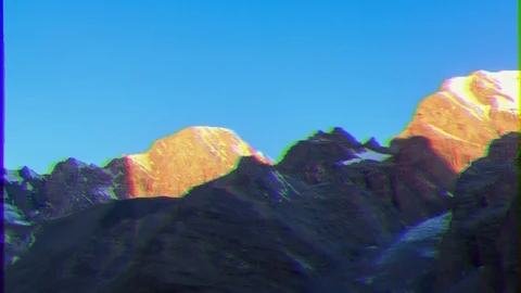 Glitch effect. Mountain range in the morning. Time Lapse, Pamir, Tajikistan Stock Footage 106396425