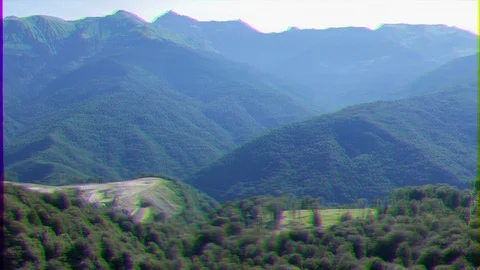 Glitch effect. The mountains around the Olympic Village. Russia, Sochi Vídeo Stock 106815847