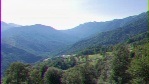 Glitch effect. Mountains around the Olympic Village. Russia, Sochi Stockbeeldmateriaal 106818907