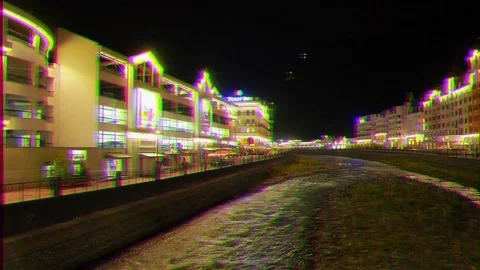 Glitch effect. Mzymta River. Night. Sochi, Russia Stock Footage 107132664